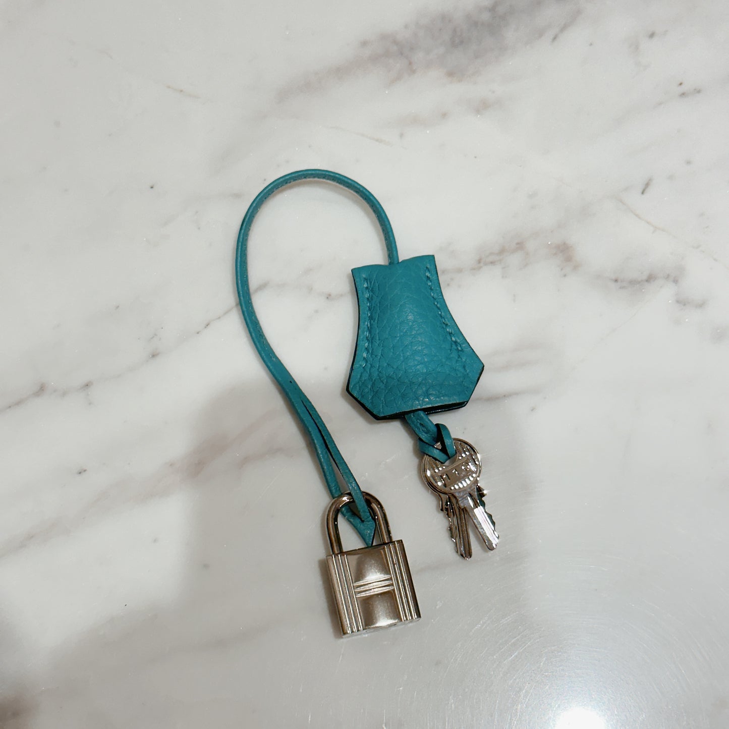 Hermes Kelly 32 Blue Atoll Clemence Leather SHW