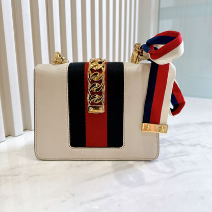 Gucci Sylvie White Mini Chain Bag