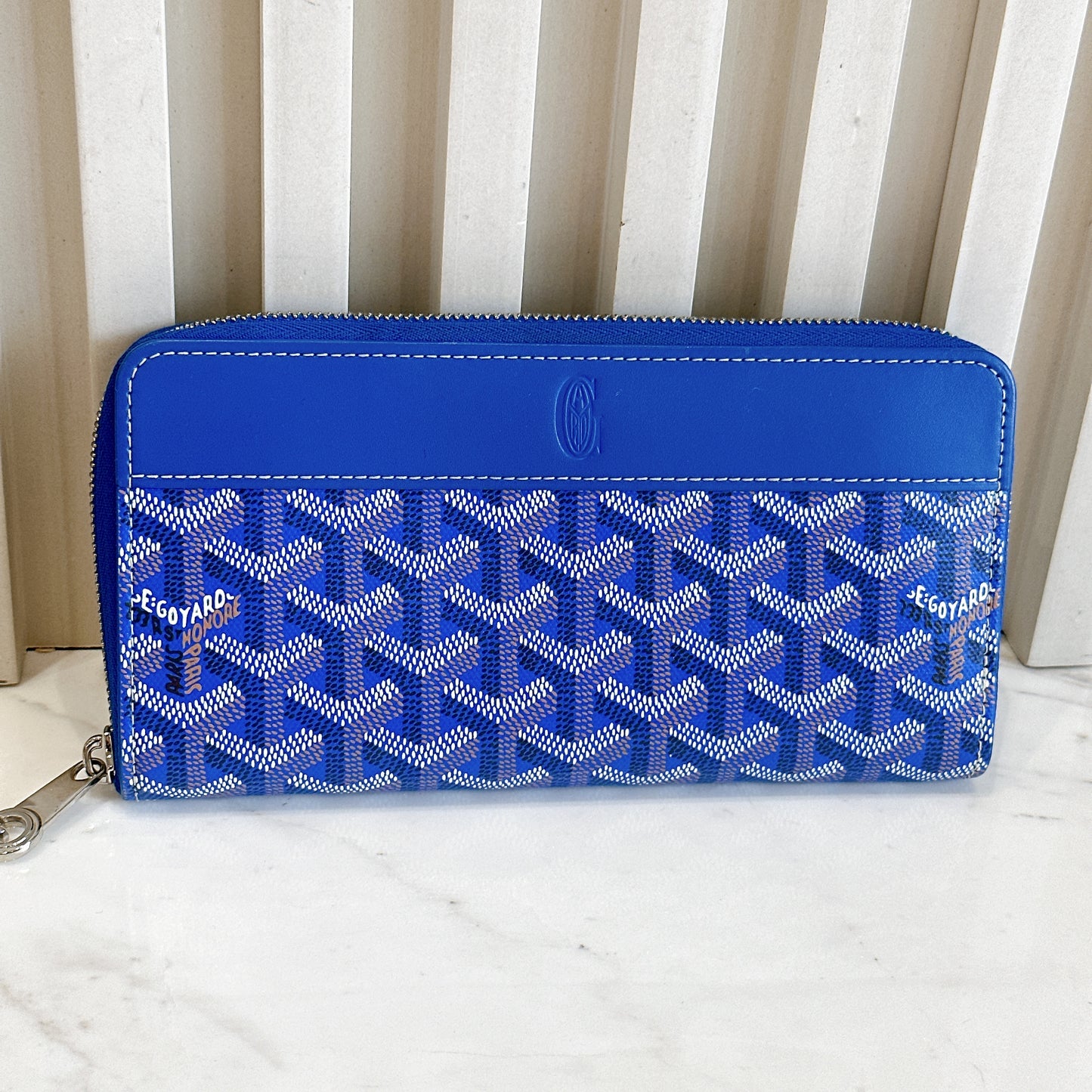 Goyard Matignon Zip Around Wallet in Blue