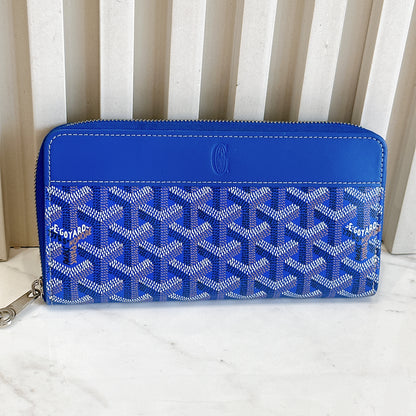 Goyard Matignon Zip Around Wallet in Blue
