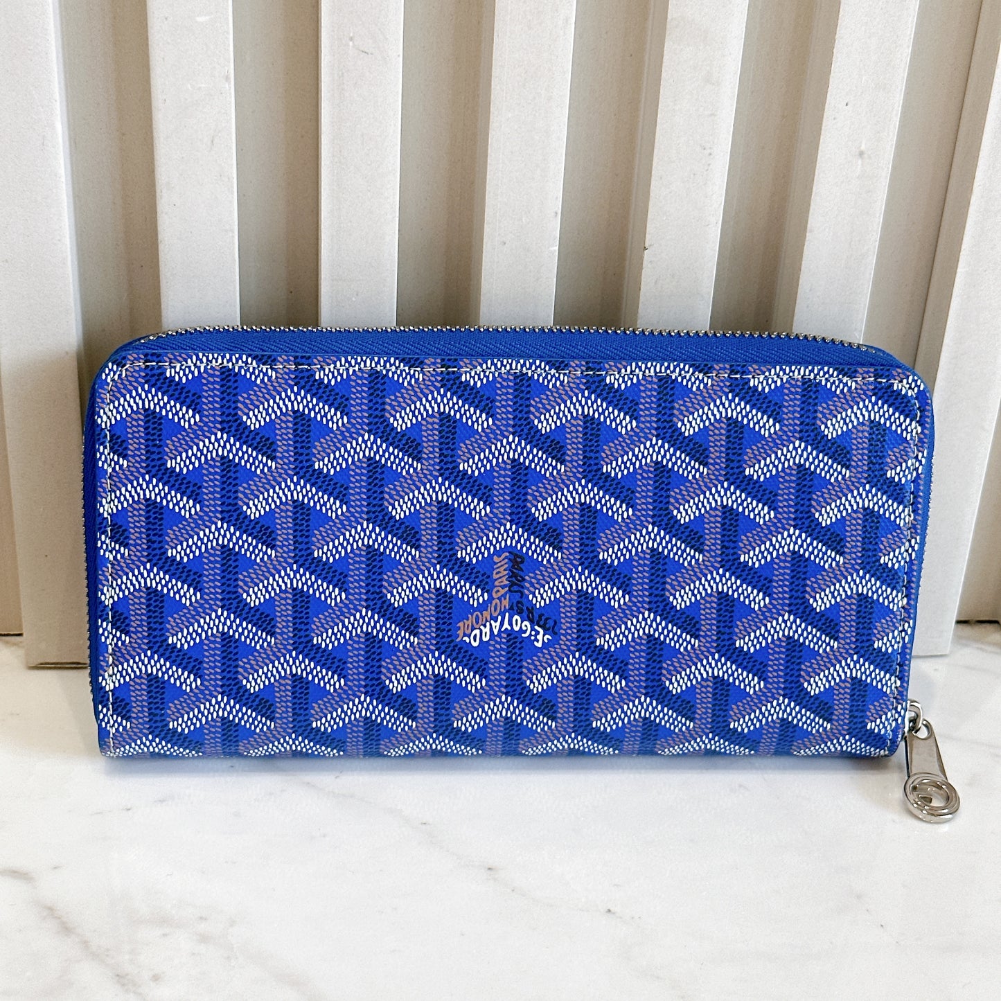 Goyard Matignon Zip Around Wallet in Blue