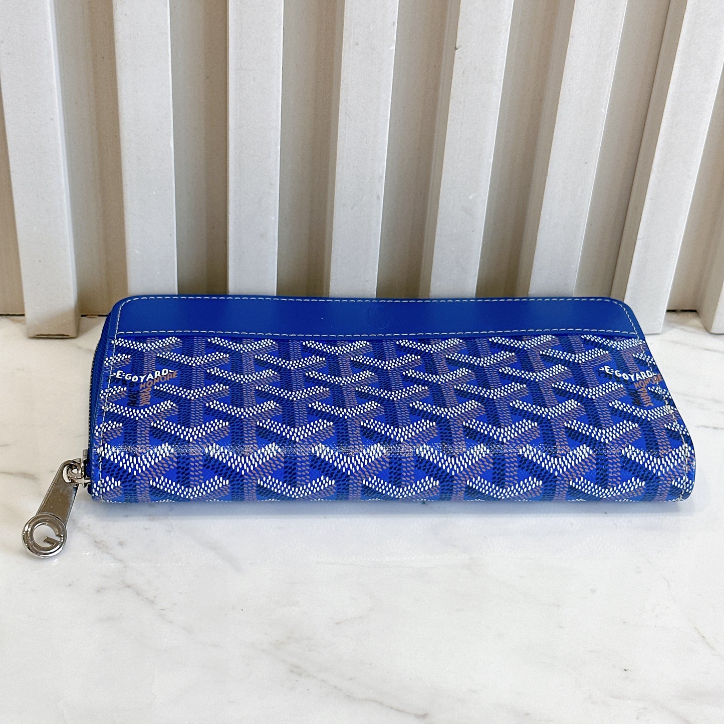 Goyard Matignon Zip Around Wallet in Blue