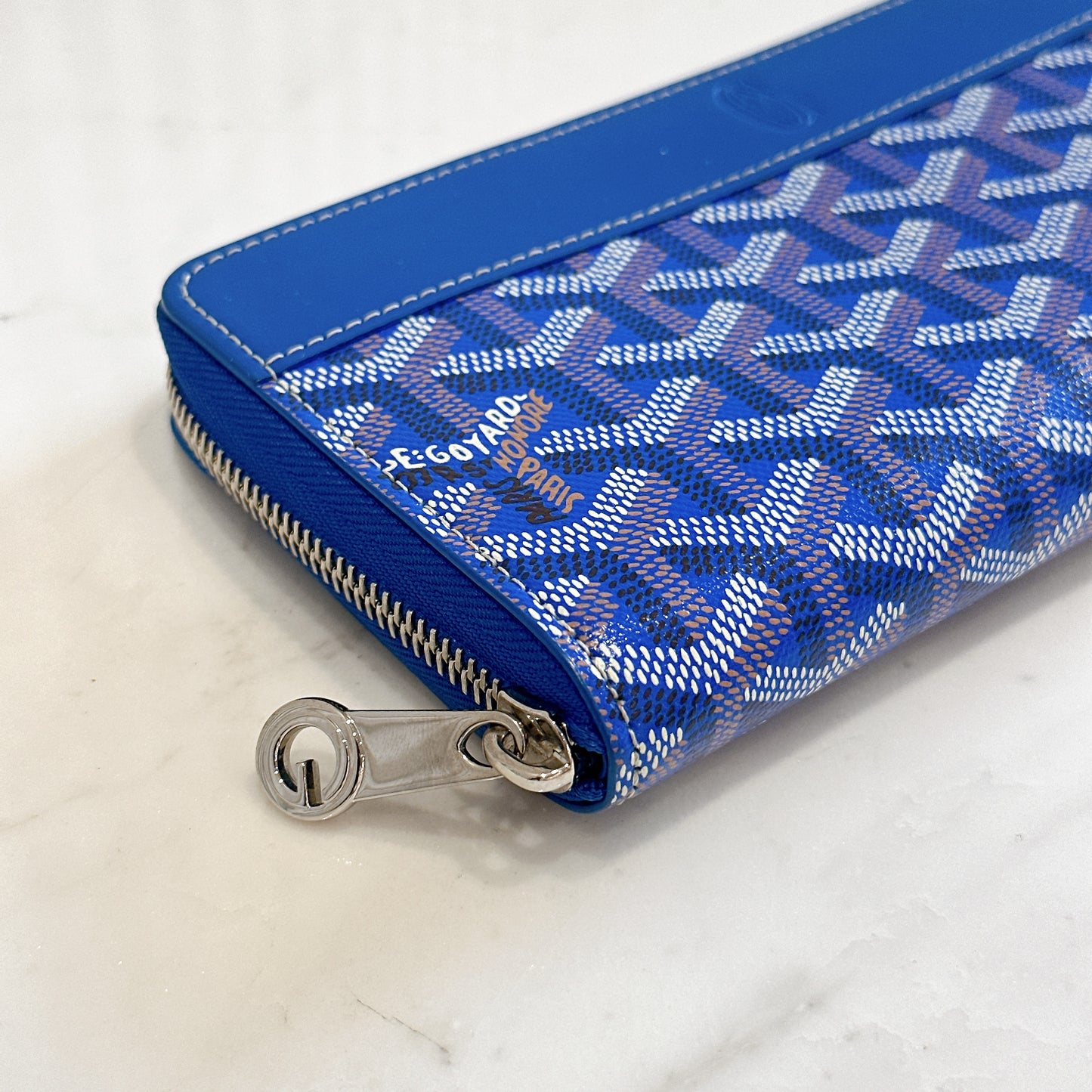 Goyard Matignon Zip Around Wallet in Blue