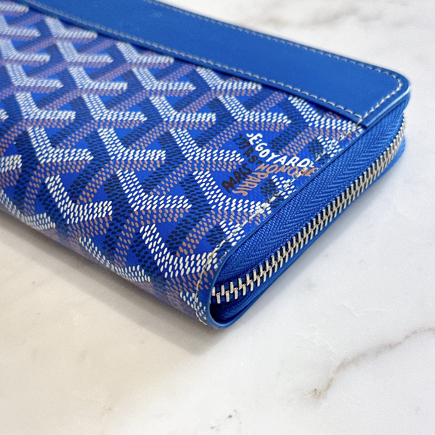 Goyard Matignon Zip Around Wallet in Blue