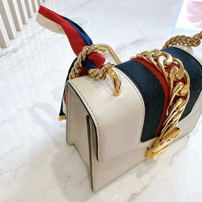 Gucci Sylvie White Mini Chain Bag