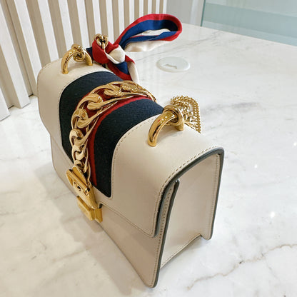 Gucci Sylvie White Mini Chain Bag
