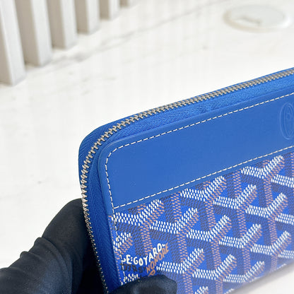 Goyard Matignon Zip Around Wallet in Blue
