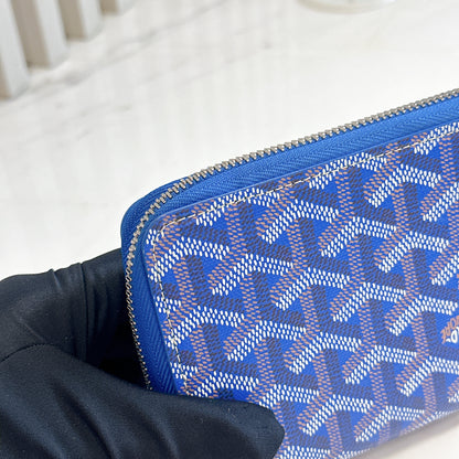 Goyard Matignon Zip Around Wallet in Blue