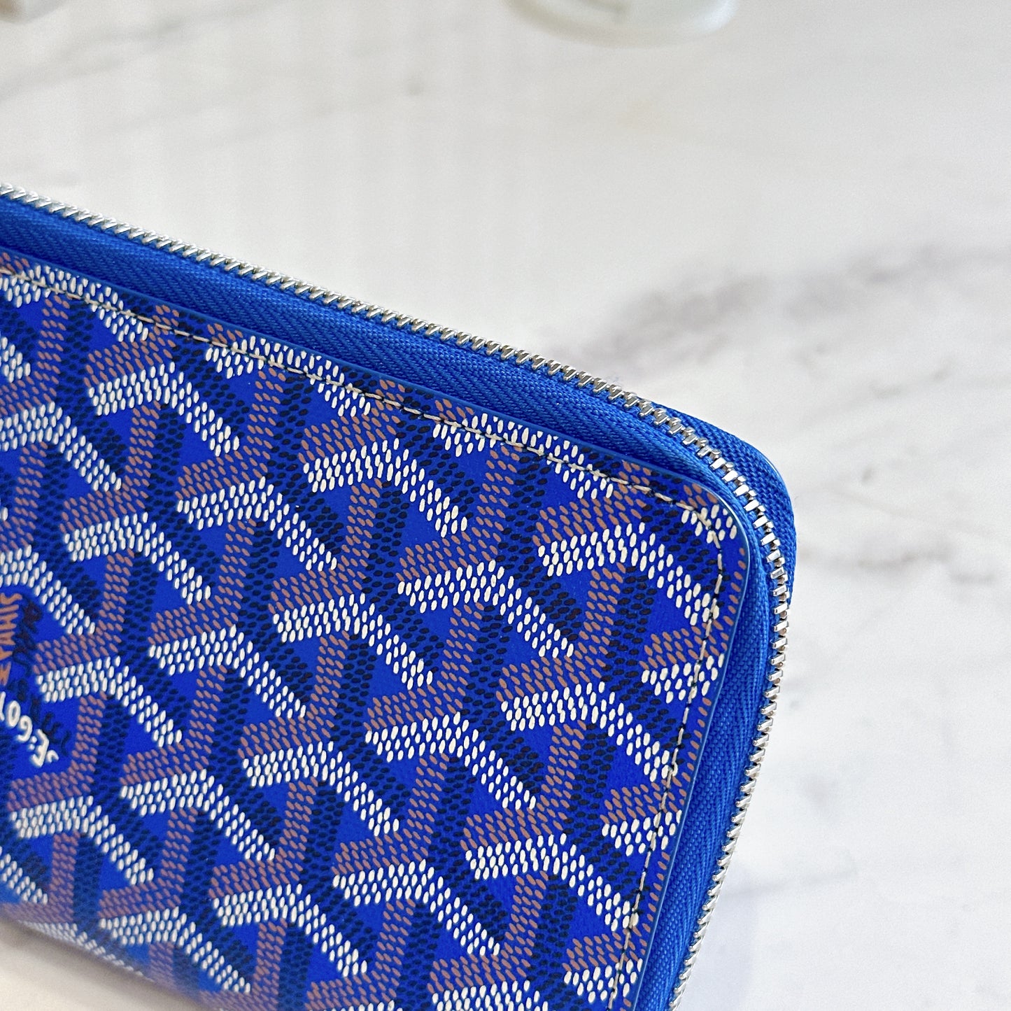 Goyard Matignon Zip Around Wallet in Blue