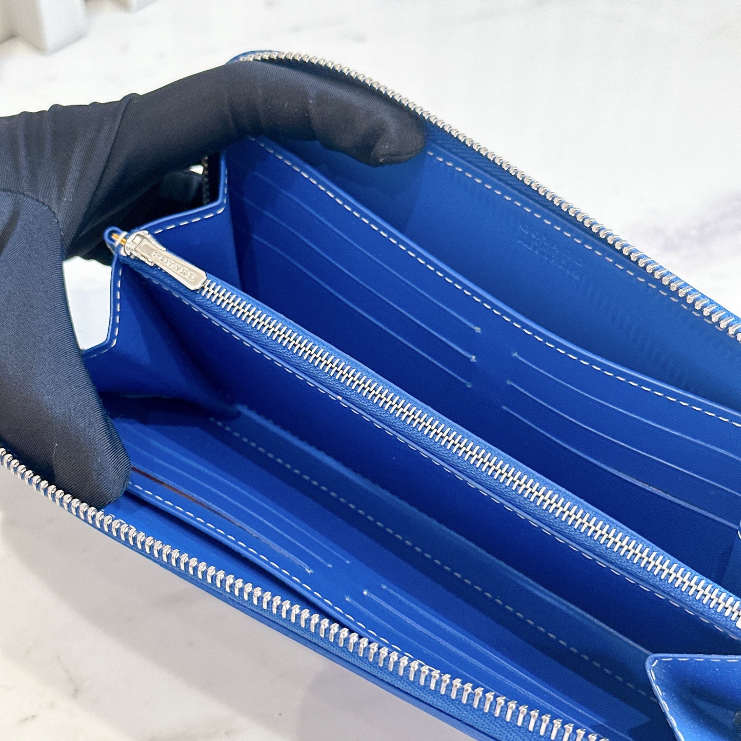 Goyard Matignon Zip Around Wallet in Blue