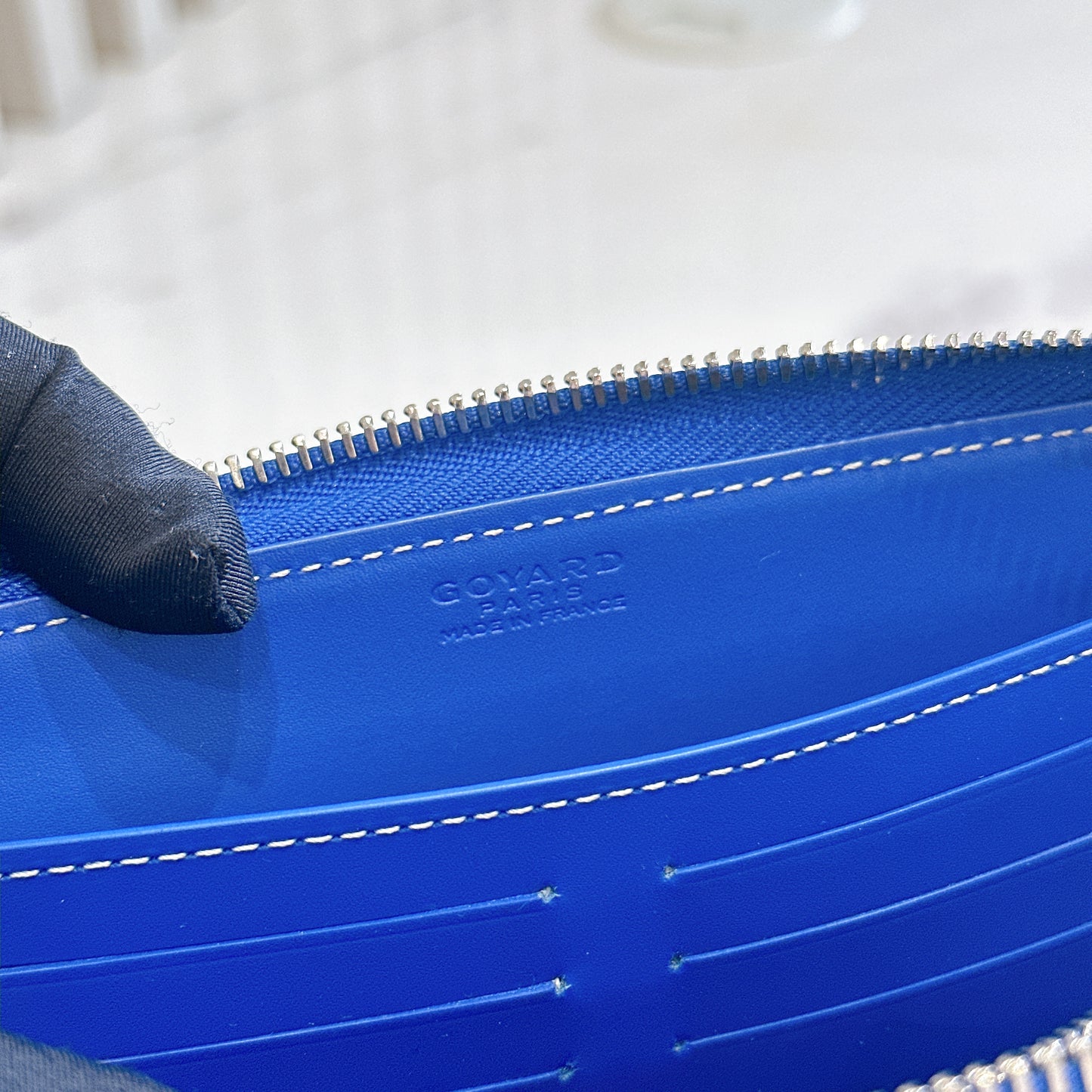 Goyard Matignon Zip Around Wallet in Blue