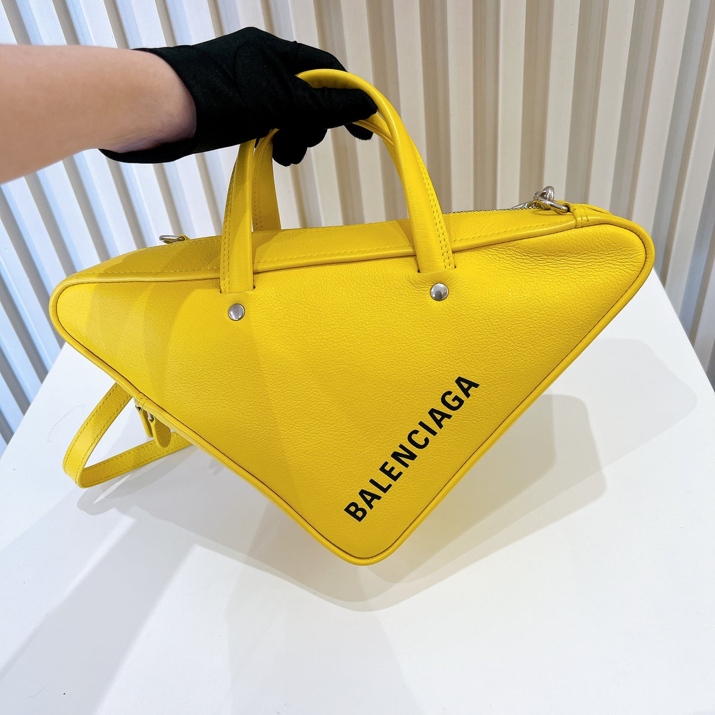 Balenciaga Small Triangle Duffle Bag In Yellow
