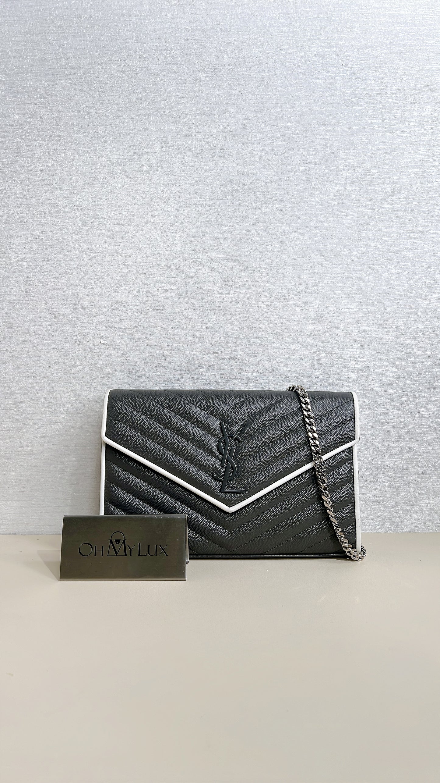 YSL WOC Grey with White Stripe