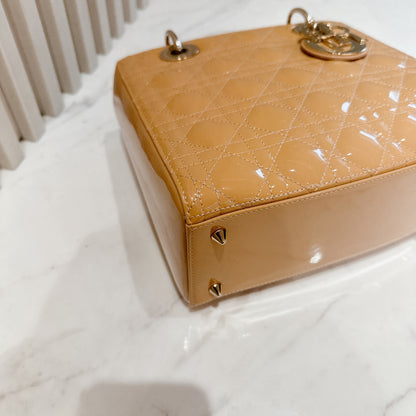 Lady Dior Medium in Beige Patent GHW