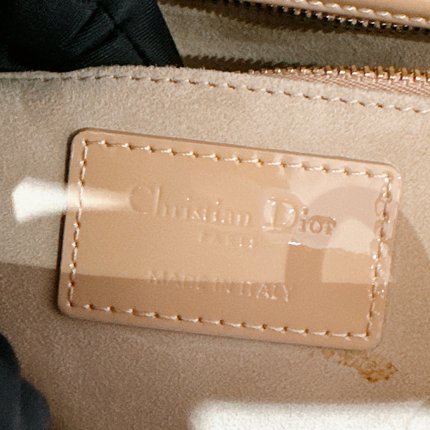 Lady Dior Medium in Beige Patent GHW