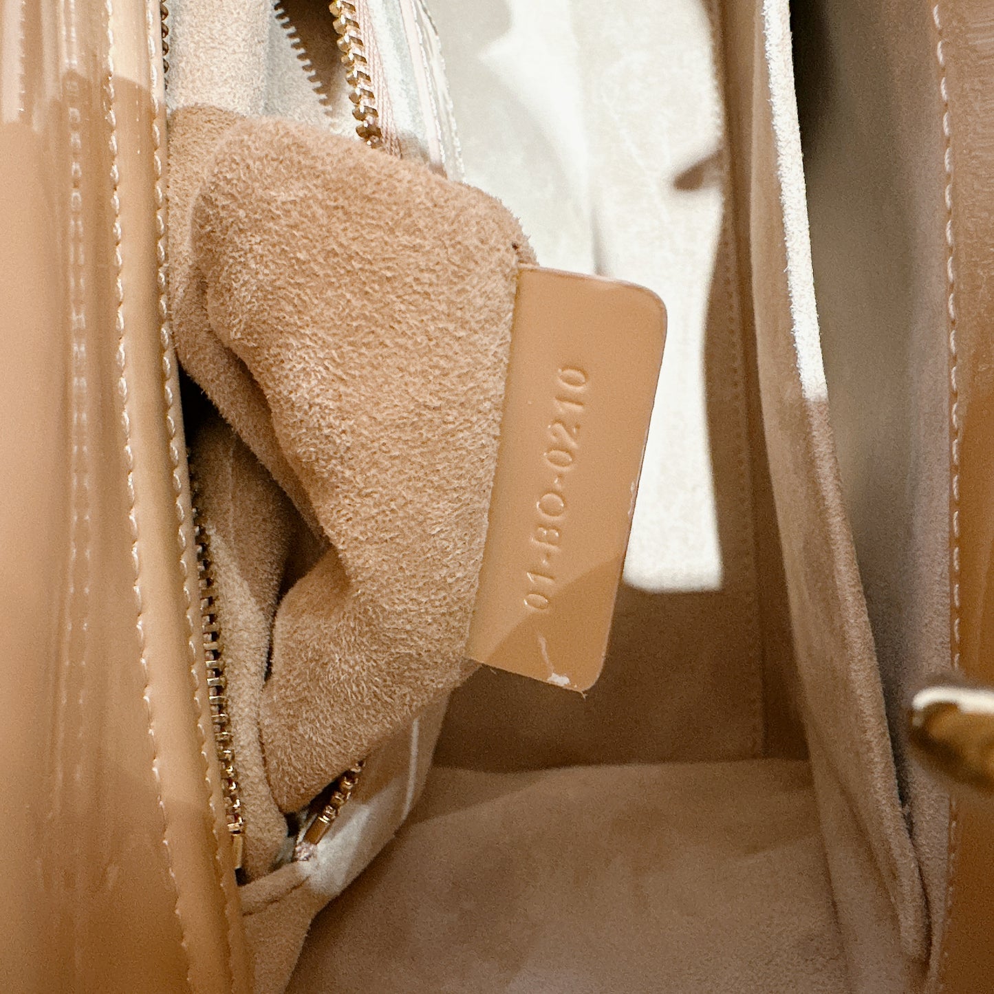 Lady Dior Medium in Beige Patent GHW