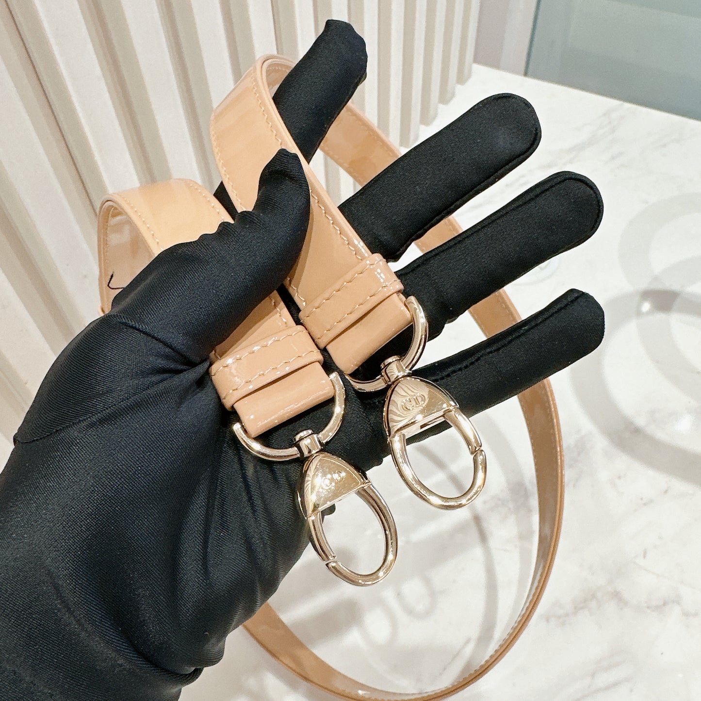 Lady Dior Medium in Beige Patent GHW