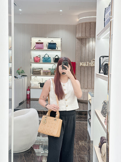 Lady Dior Medium in Beige Patent GHW