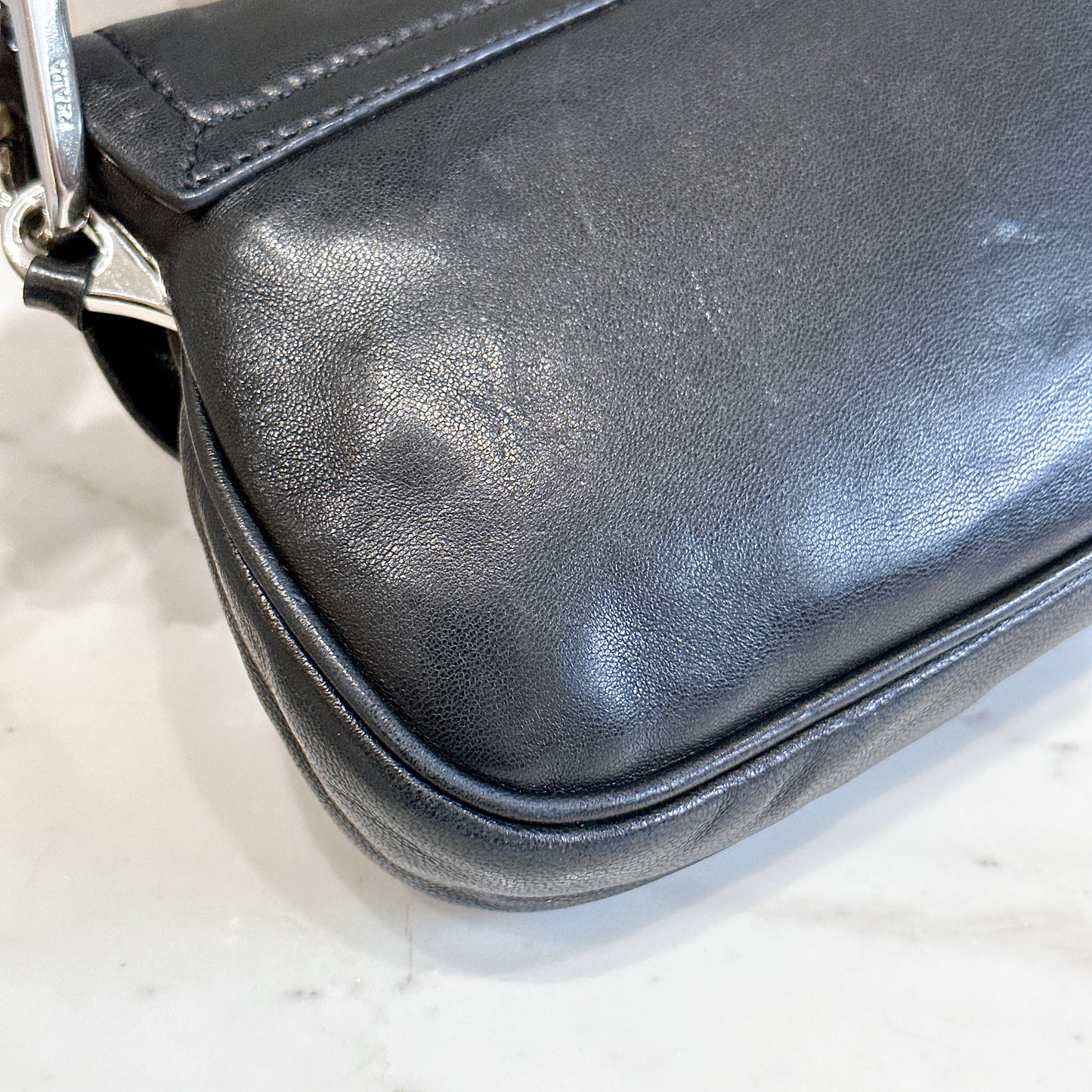 Prada Tassel Baguette in Black Nappa Leather