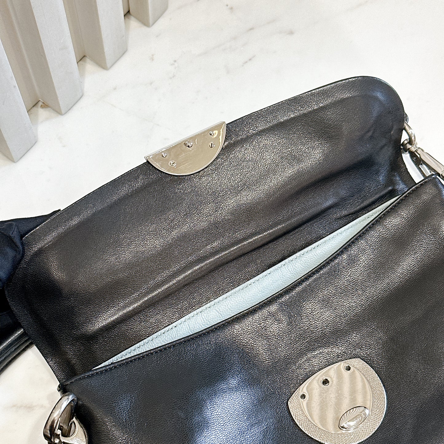 Prada Tassel Baguette in Black Nappa Leather