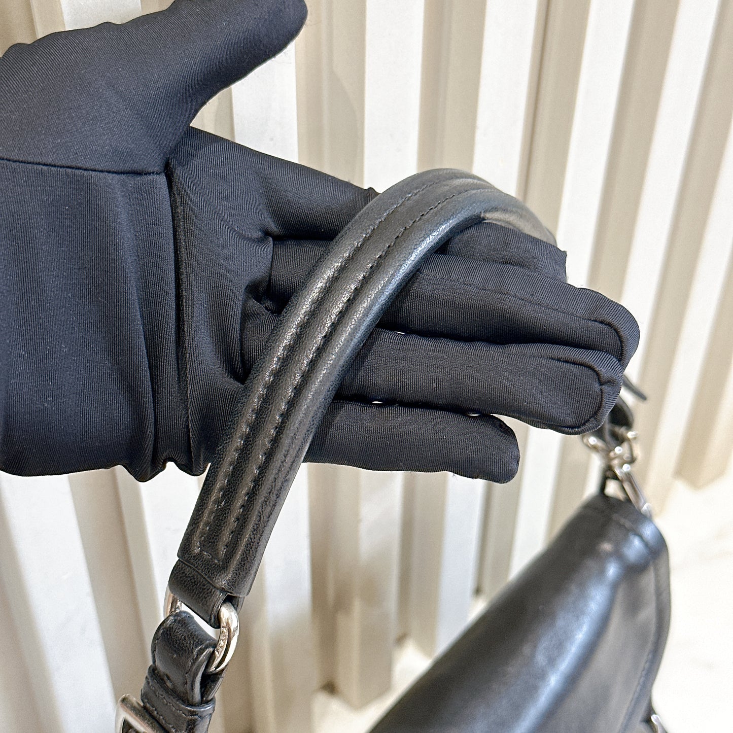 Prada Tassel Baguette in Black Nappa Leather