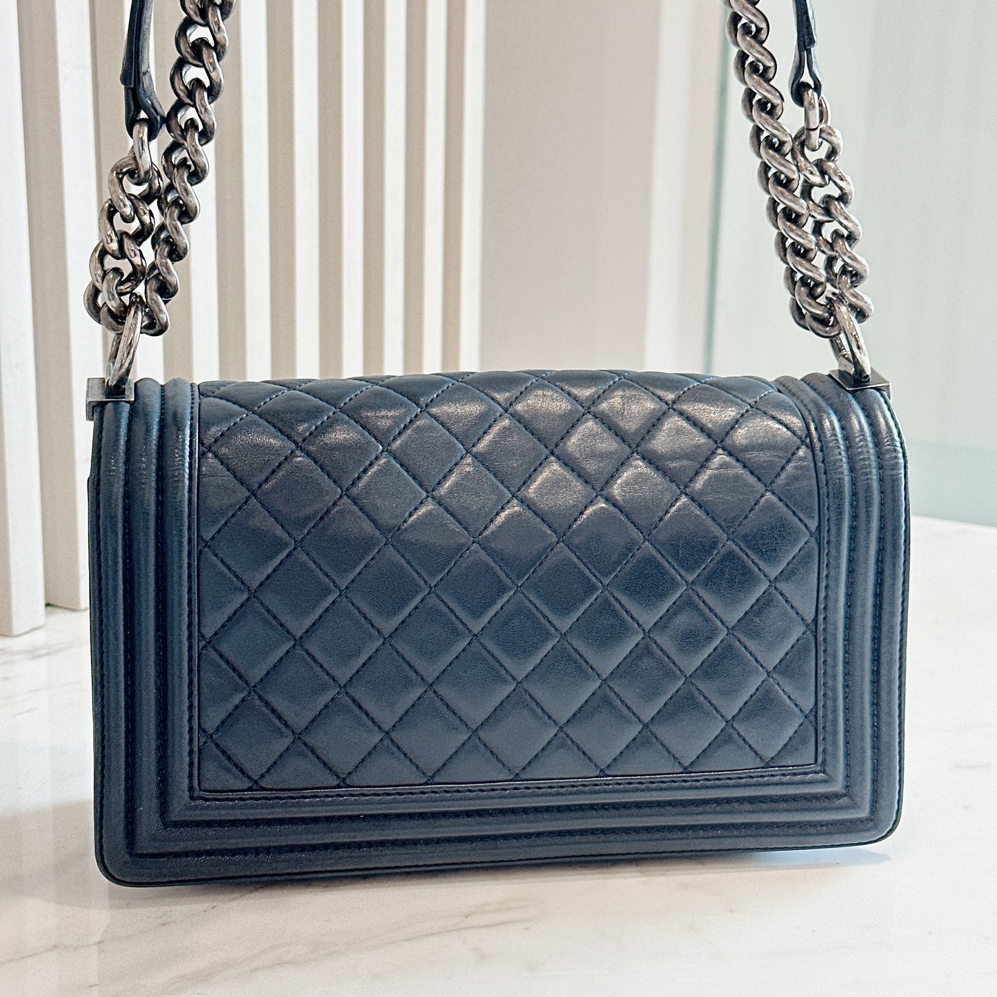 Chanel Boy Old Medium in Blue