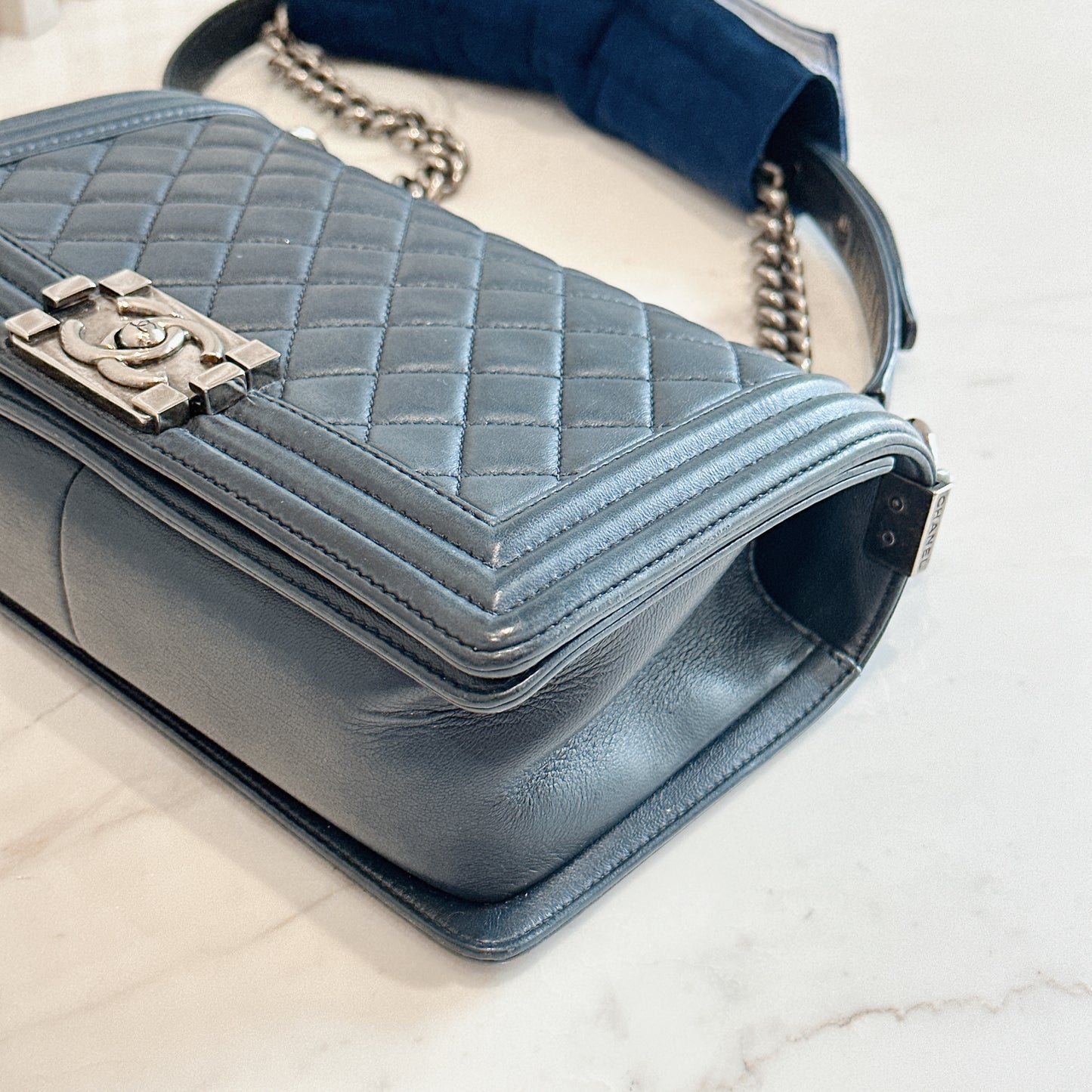 Chanel Boy Old Medium in Blue