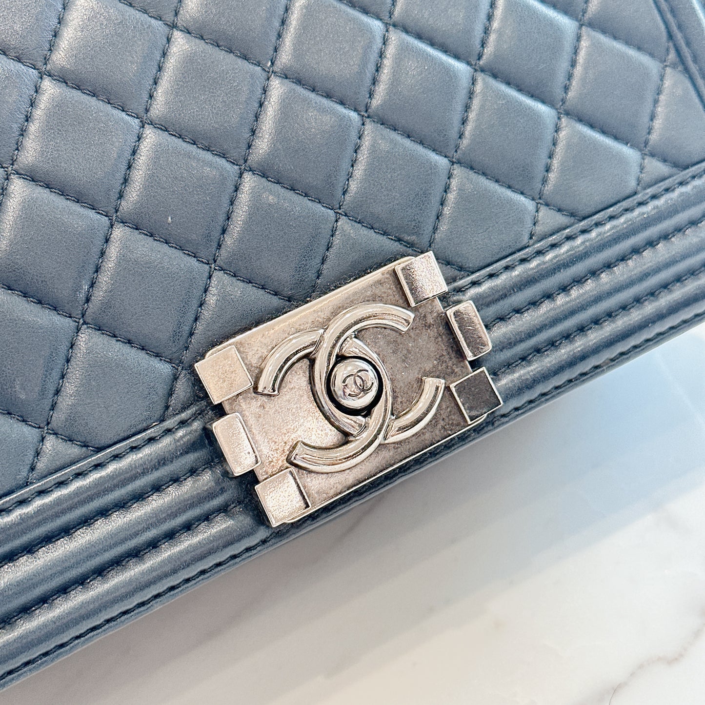 Chanel Boy Old Medium in Blue