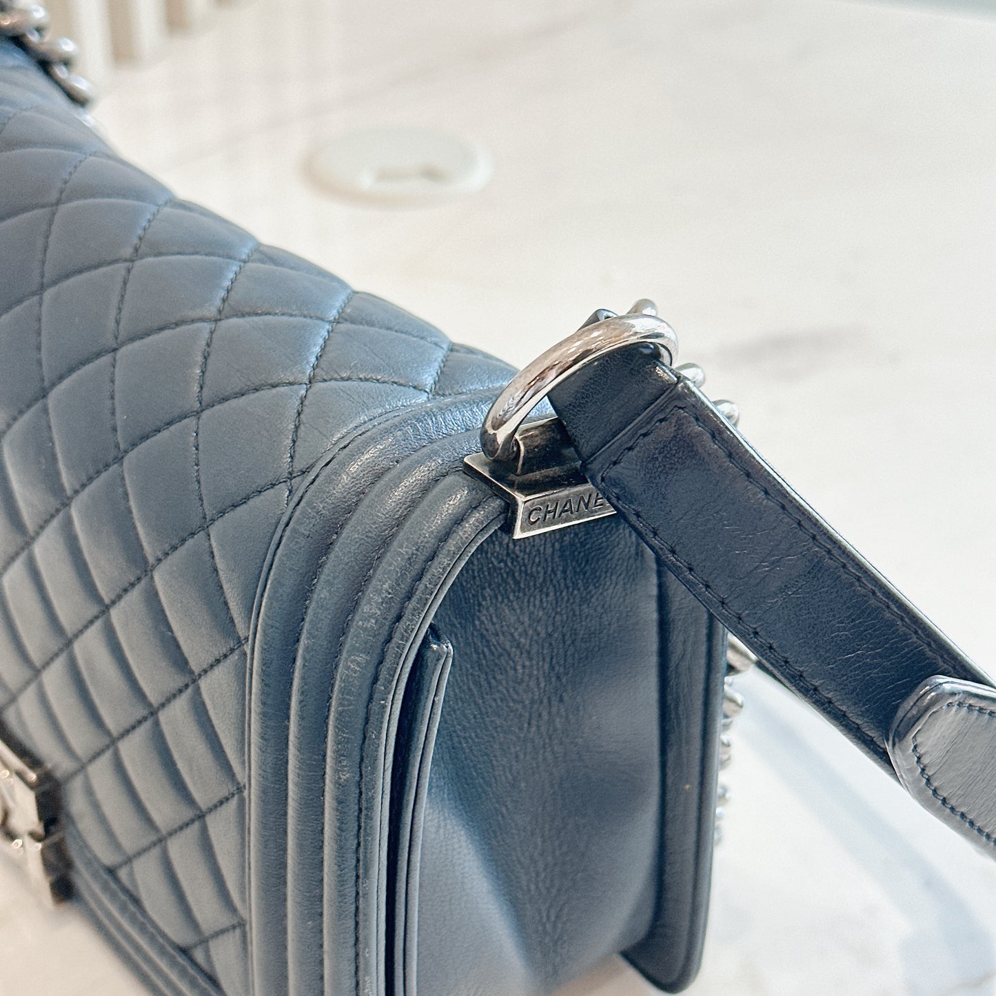 Chanel Boy Old Medium in Blue