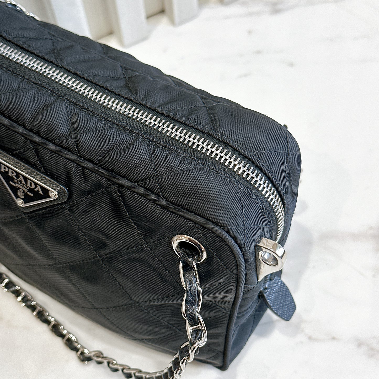 Prada Quilted Tessuto Nylon Shoulder Bag