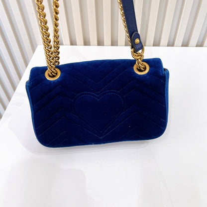 Gucci Marmont Mini Blue In Velvet