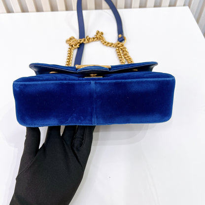 Gucci Marmont Mini Blue In Velvet