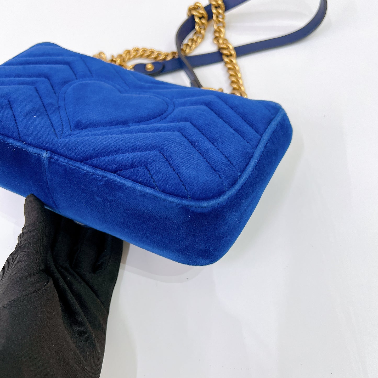 Gucci Marmont Mini Blue In Velvet