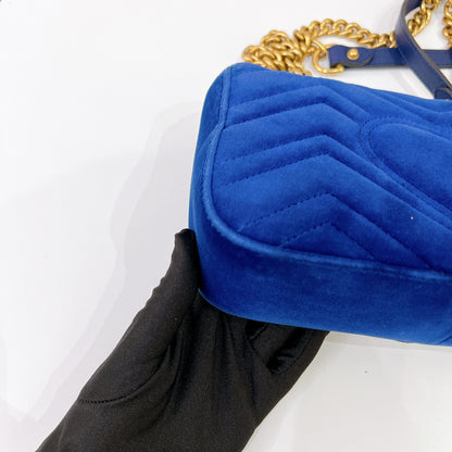 Gucci Marmont Mini Blue In Velvet