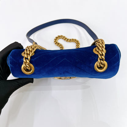 Gucci Marmont Mini Blue In Velvet