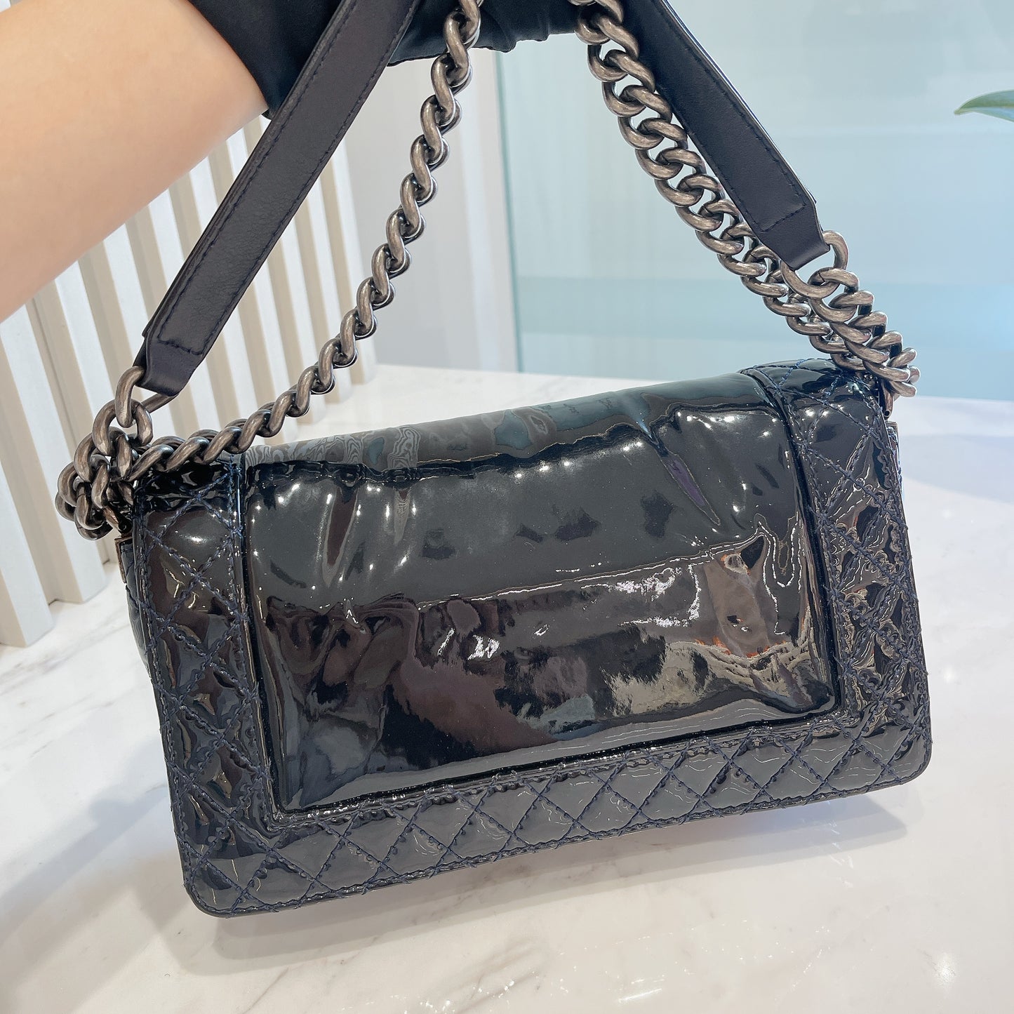Chanel Boy Patent Reverso Boy Flap