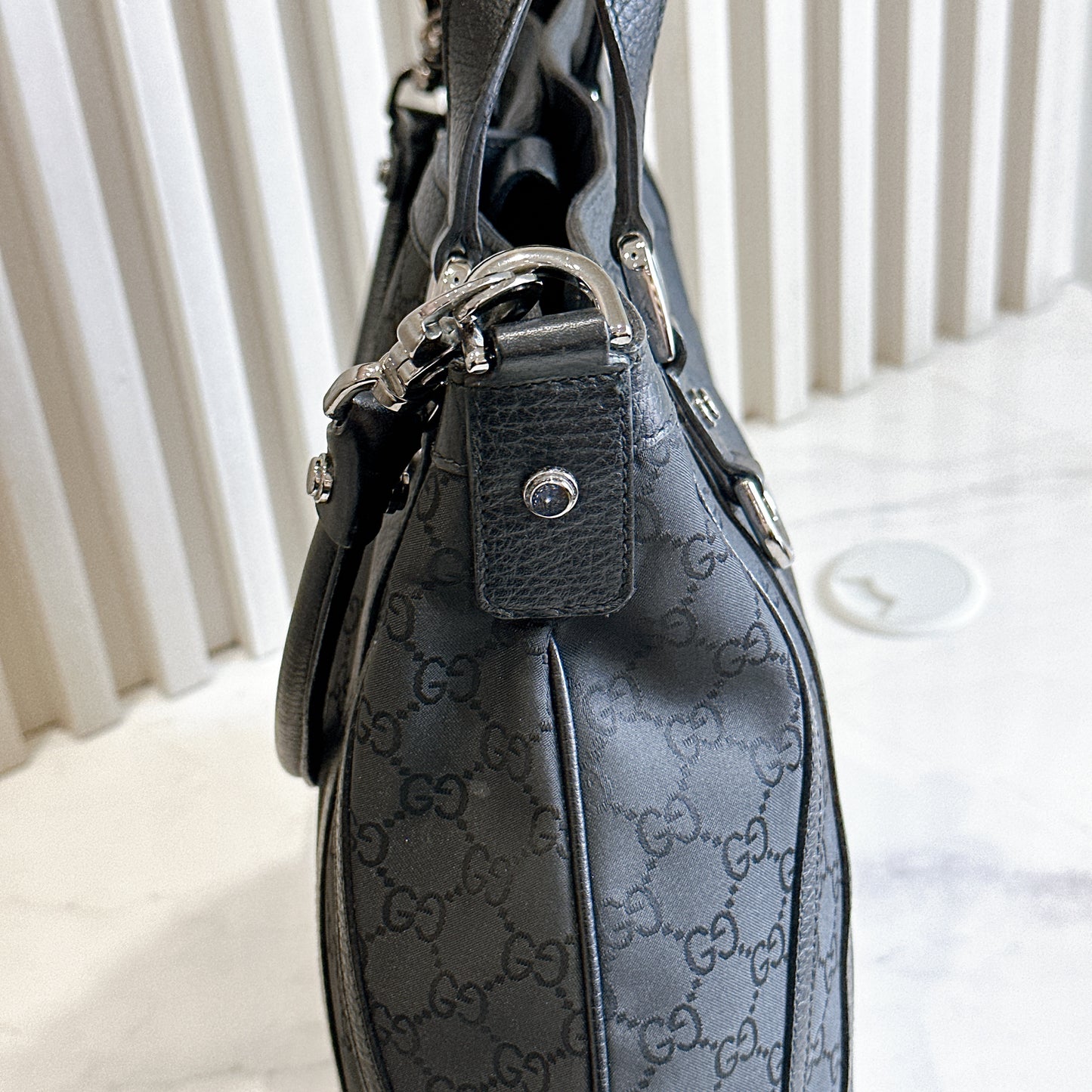 Gucci GG Black Canvas 2 Way Shoulder Bag
