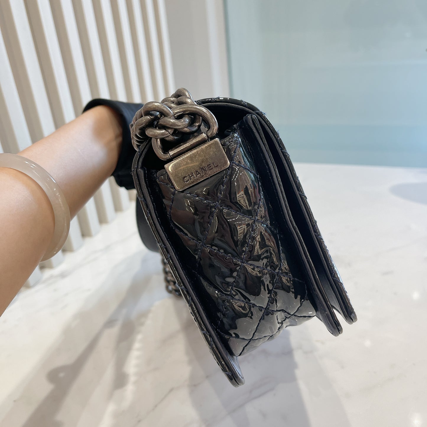 Chanel Boy Patent Reverso Boy Flap