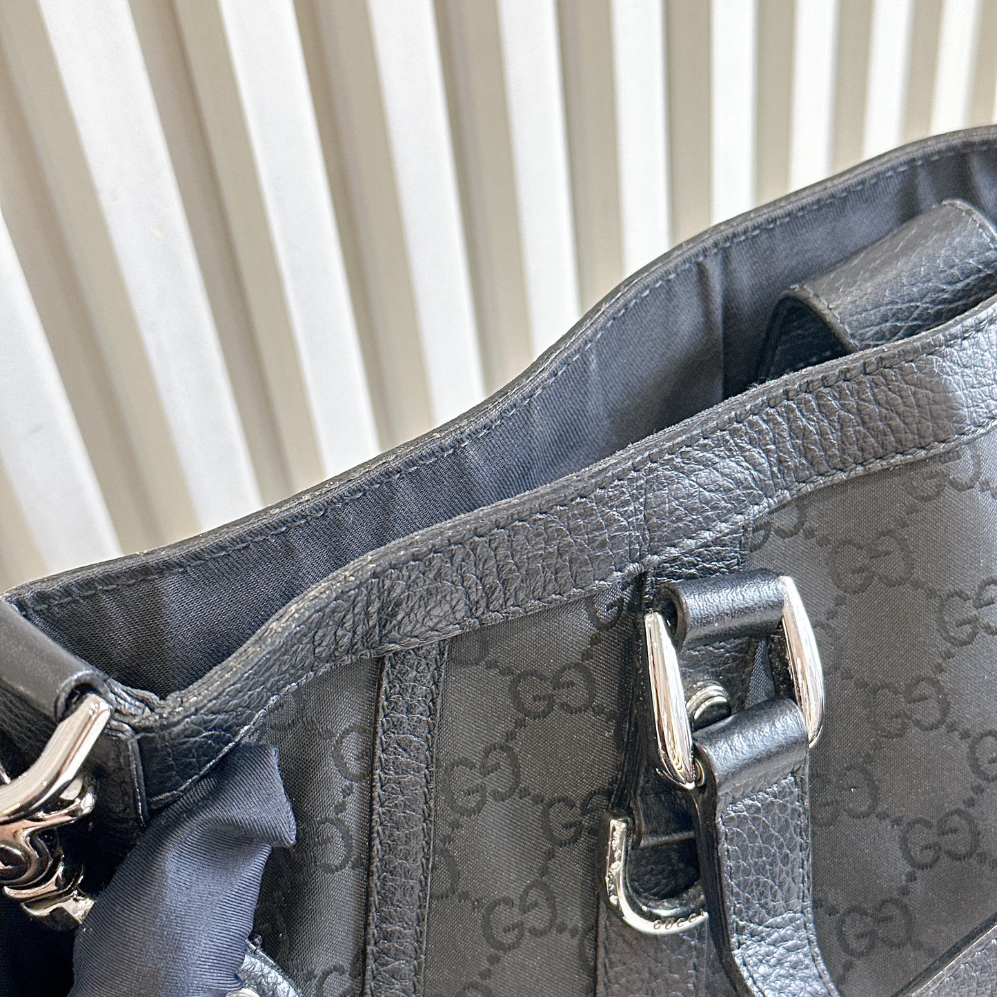 Gucci GG Black Canvas 2 Way Shoulder Bag