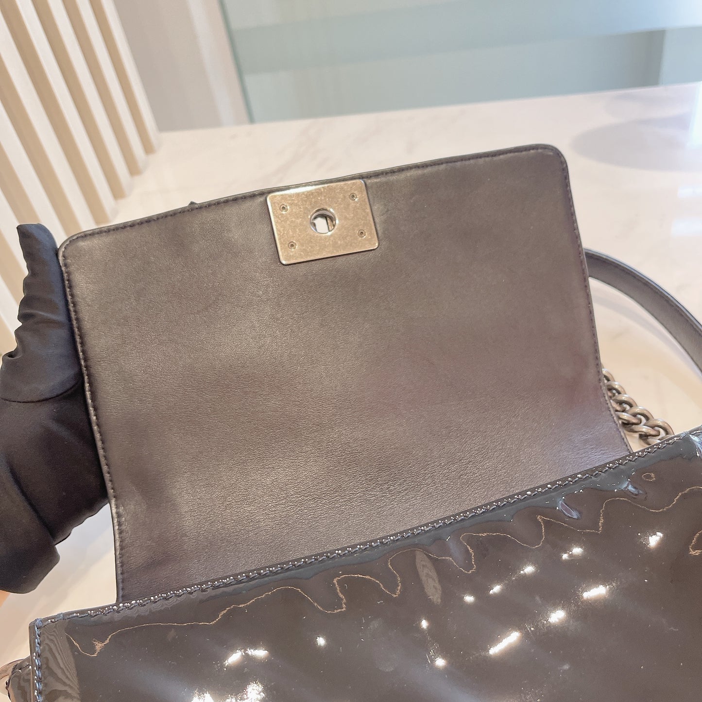 Chanel Boy Patent Reverso Boy Flap