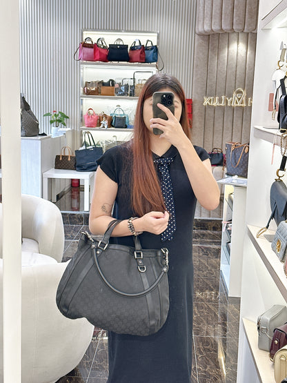Gucci GG Black Canvas 2 Way Shoulder Bag