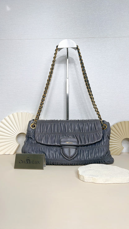 Prada Nappa Gaufre Chain Shoulder Bag in Grey