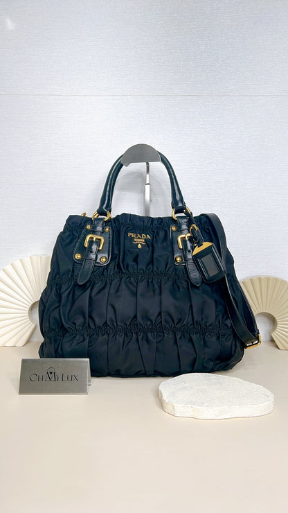 Prada Gaufre in Black Nylon