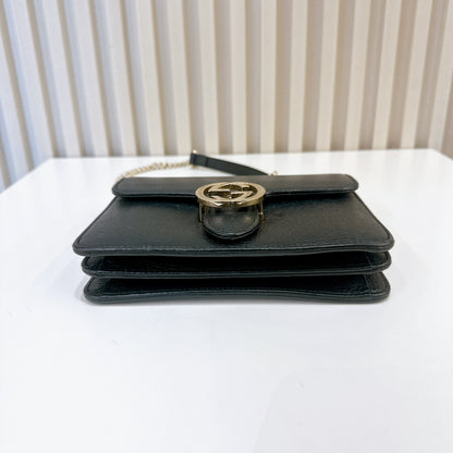 Gucci Interlocking Shoulder Bag in Black