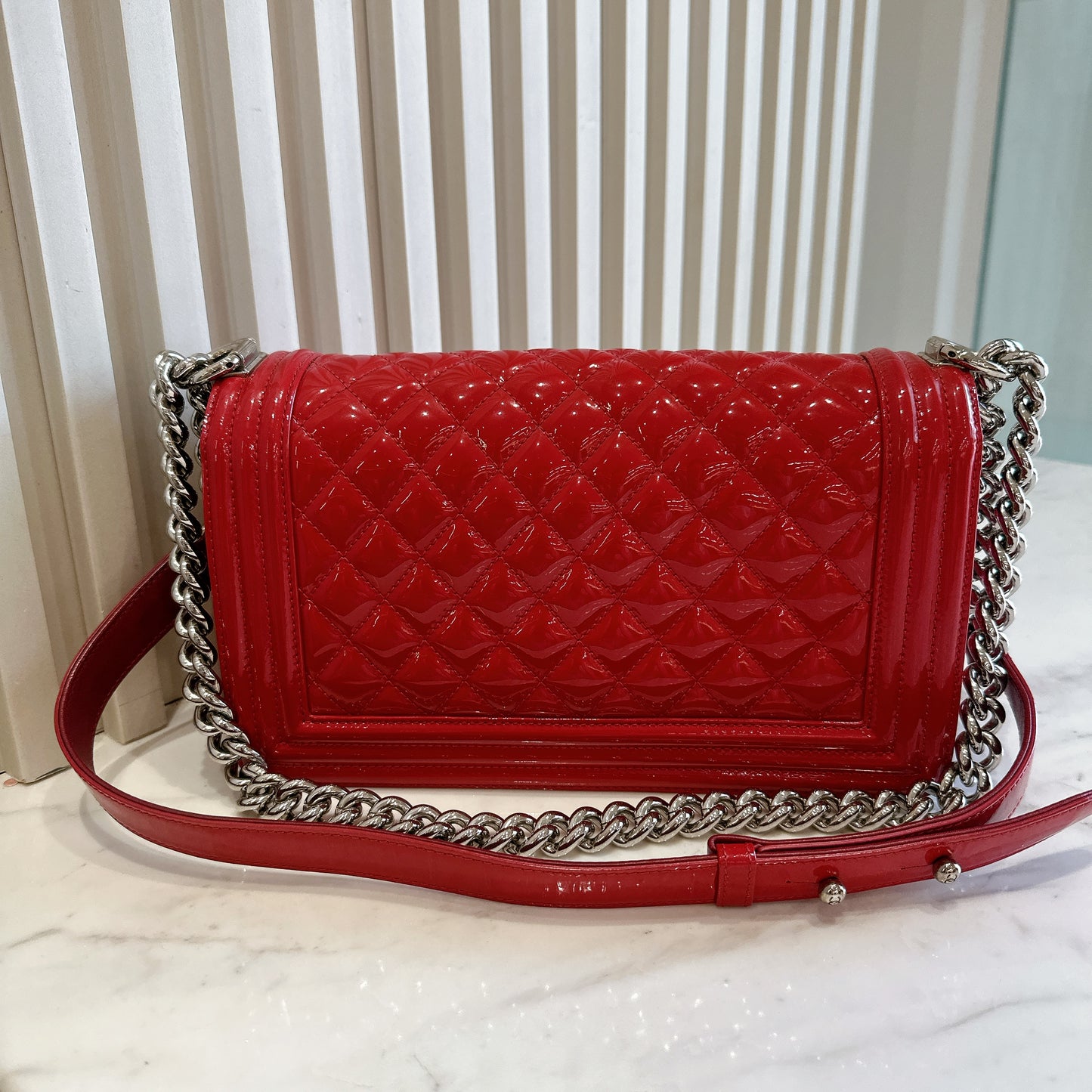 Chanel Boy Patent Calfskin Quilted Medium