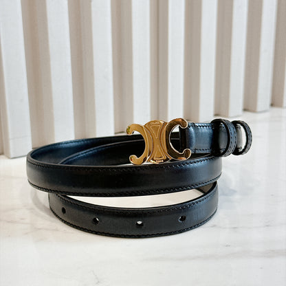 Celine Triomphe Belt Black in GHW 18mm