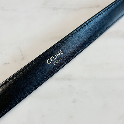 Celine Triomphe Belt Black in GHW 18mm