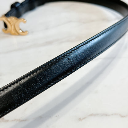 Celine Triomphe Belt Black in GHW 18mm