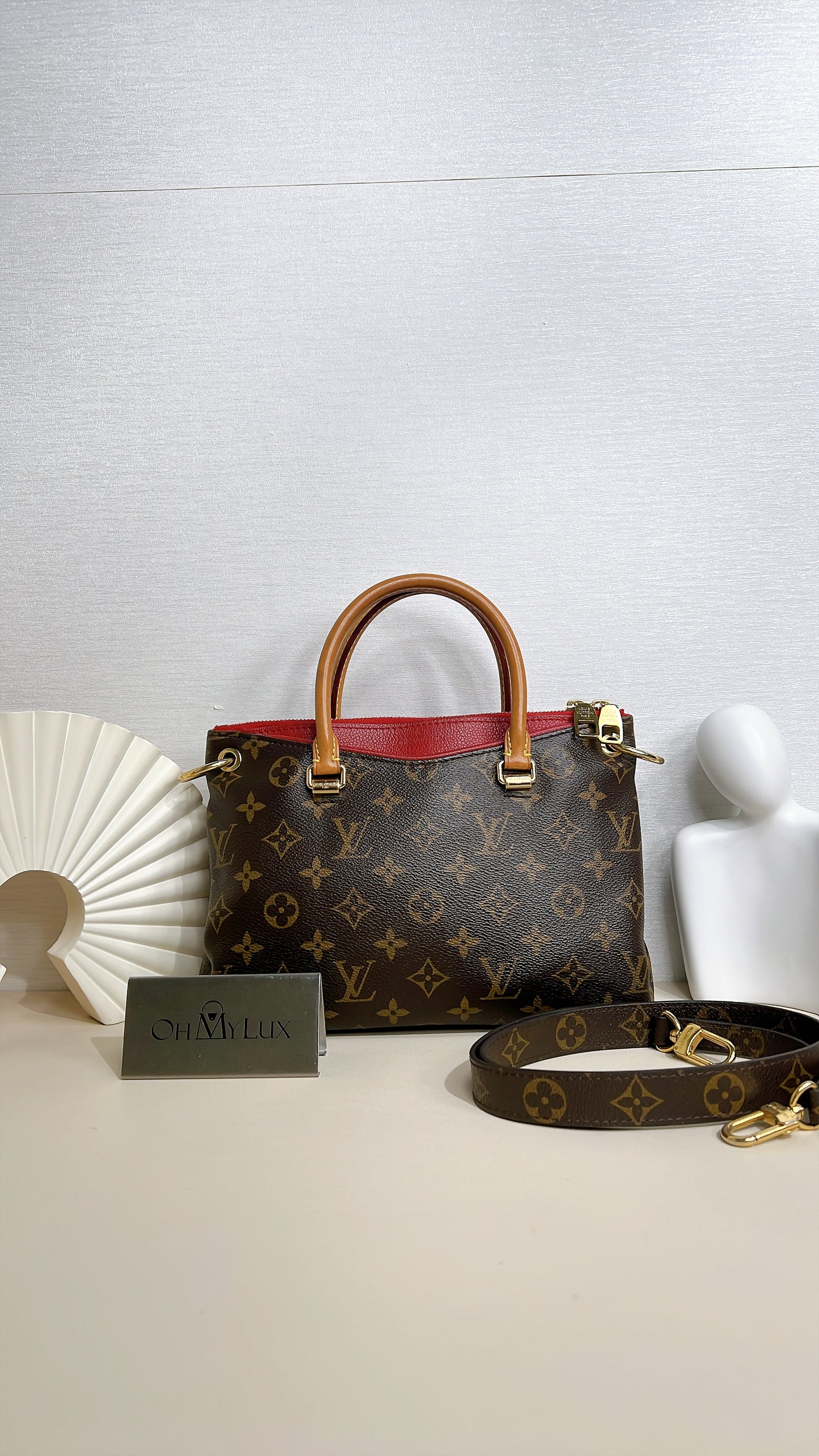 LV Pallas BB in Monogram and Cherry Red