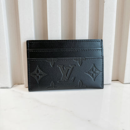 LV Double Card Holder in Black Shadow Monogram
